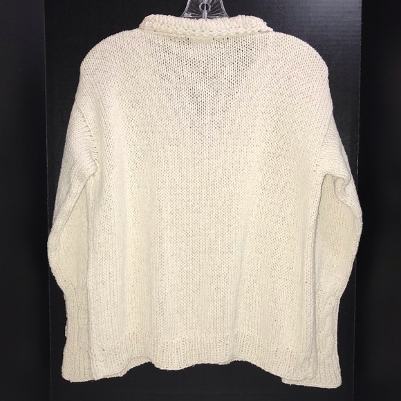 Eastwinds cable knit cardigan, cream colored with gray shell buttons - Picture 8 of 13